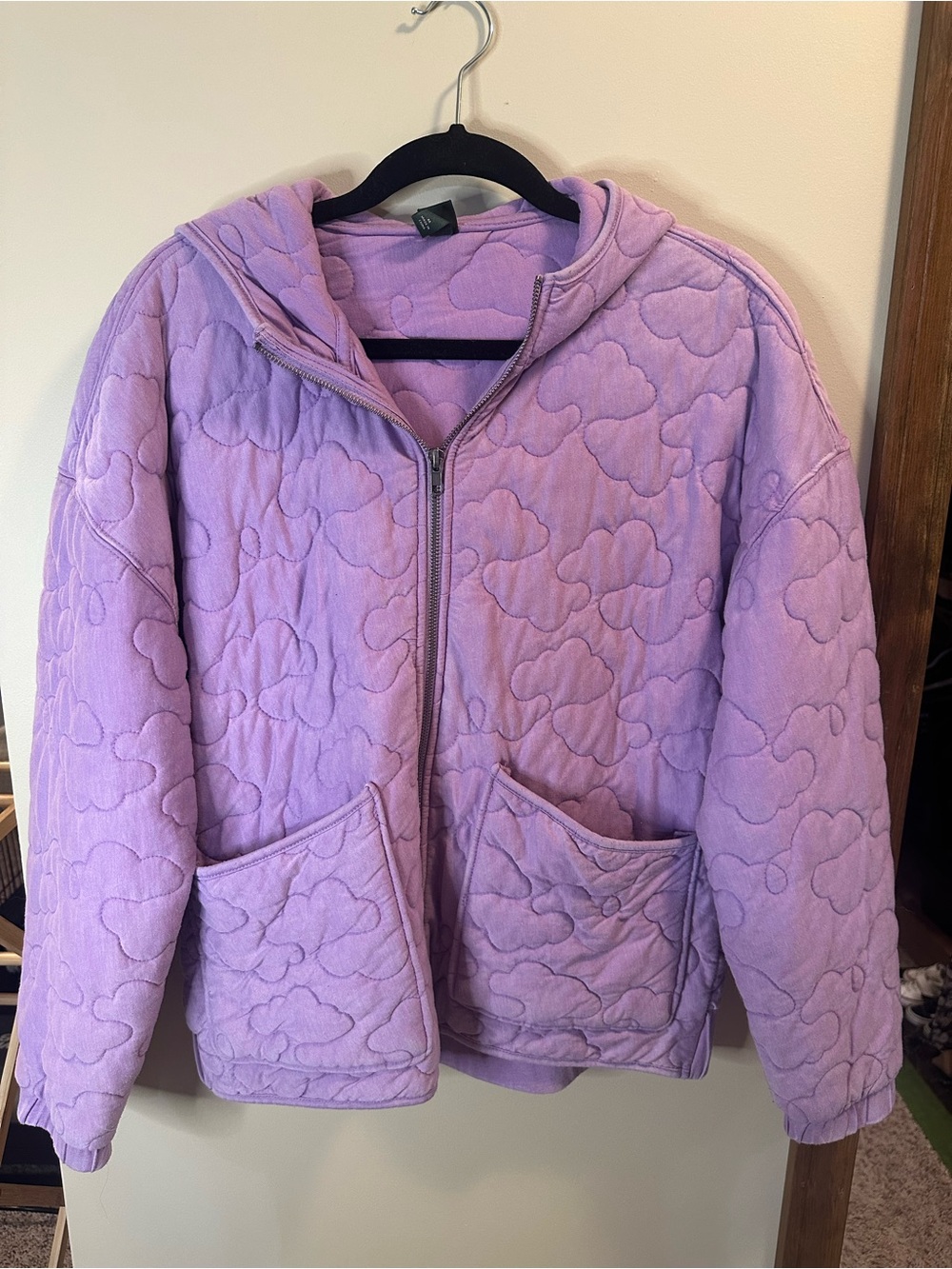 Lavender Quilted Zip Hoodie Jacket